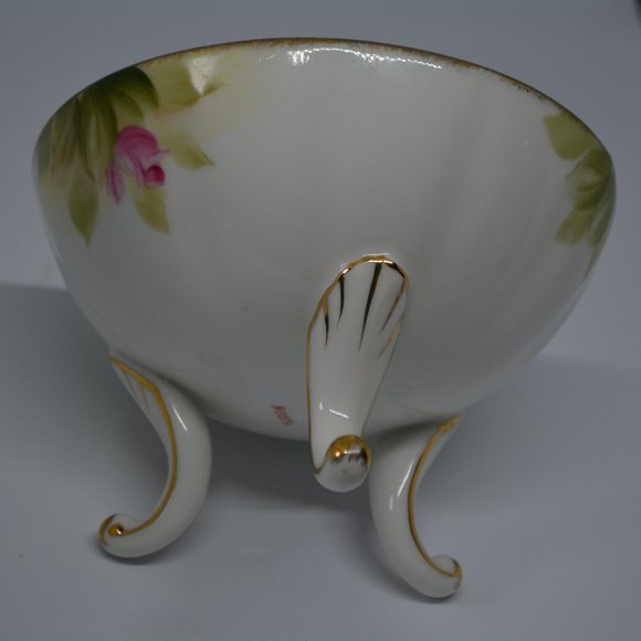 ARDALT LENWILE HAND PAINTED FOOTED CANDY BOWL STAMPED 6200N TRINKET DISH FLORAL - Picture 4 of 8